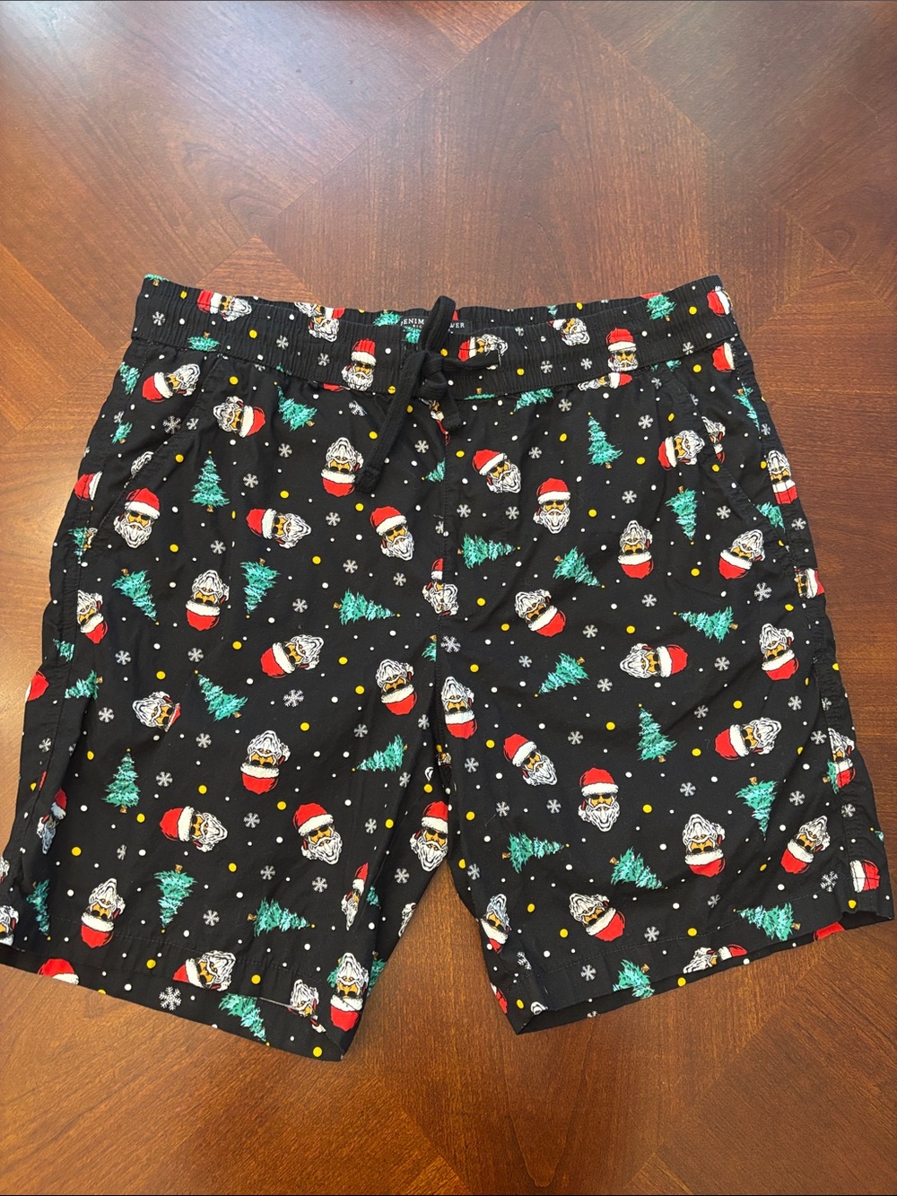 Denim & Flower Black Holiday Santa with shades & Tree Shorts